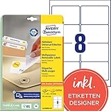 AVERY Zweckform L4745REV-25 Universal Etiketten (200 plus 40 Klebeetiketten extra, 96x63,5mm auf A4, wieder rückstandsfrei ablösbar/abziehbar, bedruckbar, selbstklebende Aufkleber) 30 Blatt, weiß