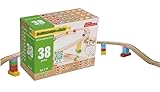 Alpha Boosterz Gleisverbinder-53Stück alles ineiner Boxmittlere,hölzerne Eisenbahngleiseund Bausteine ​​für Kinderspielzeug-passend für Brio-Gleissetund Duplo-Eisenbahn-Gleisadapter-anglebiger Holzzug