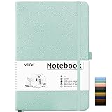 Mlife Notizbuch liniert A5,Journal Buch mit 200 Seiten,Premium 100gsm Tintenfestes Papie Dickes,PU Hard Cover Notebook,Innentasche,Elastisch Gebändert,bullet journal & Notizblock Hardcover(Blaugrün)