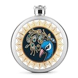 Edelstahl Flachmann Goldener Pfau Whiskeyflasche Schnapsflasche Hip Flask Für Whiskey Rum Wodka 9x9cm