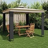 Furniture Select Gazebo mit Doppeldach, cremefarben, 2,94 x 2,94 m, Stahl