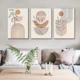 BNREDA 3er Boho Poster Set, Abstrakte Linie Leinwand Wandkunst Bilder,Modernes Geometrisches Linie Poster Wandbilder Deko für Wohnzimmer Schlafzimmer-Ohne Rahmen (A, 30x40cm*3, Ungerahmt)