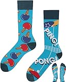 TODO Lustige Socken Damen und Herren, Coole Socken mit Motiv - Bunte, Mehrfarbige, Verrückte (39-42, Ping Pong)