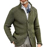 Verdickter Cardigan mit Langen Ärmeln für Herren, warme Freizeitjacke, Strickjacke für Herren, Pullover, Jacke, Mantel (Green,L)