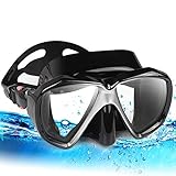 EXP VISION Schnorchel-Tauchmaske, HD Pano gehärtete Schnorchelmaske, Anti-Fog Tauchbrille Schnorchelbrille, Erwachsene Schwimmmaske mit Silikon-Rockgurt zum Schnorcheln, Schwimmen, Tauchen (Schwarz)