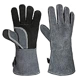 RÖSLE Grillhandschuhe, Hochwertige Lederhandschuhe zum Schutz vor Verbrennungen, Leder, Universalgröße 24/XL, grau/schwarz