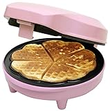 Bestron Waffeleisen für klassische Herzwaffeln, Waffelmaker mit Antihaftbeschichtung für Waffeln in Herzform, Retro Design, inklusive Rezeptvorschläge, 700 Watt, Farbe: Rosa