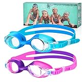 Starweh Schwimmbrille, (2er Pack) Kinderschwimmbrille mit Anti-Fog-Linse, wasserdichte Schwimmbrille, weiche Silikon-Schwimmbrille mit tragbarer Tasche für 3-14 Jahre alte Mädchen Jungen