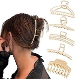 5 Stück Große Haarklammer，WELROG Rutschfeste große Haarspangen für Damen Mädchen Haar Jaw Clips für dickes Haar Dünnes Haar (Metall #2)