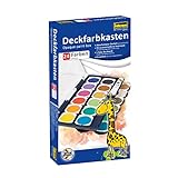 Idena 22064 - Deckfarbkasten mit 24 Farben und 1 Tube Deckweiß, ideal für Kindergarten, Schule und zu Hause