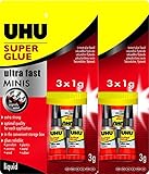 UHU Sekundenkleber blitzschnell MINIS, flüssig 3 x 1g (2 Packungen)