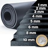 Gummimatte NR/SBR - vielseitig einsetzbar in Werkstatt, Beruf & Privat - Gummiplatten in 8 Stärken - Meterware - Glatte Vollgummi Matte von der Rolle - Stärke 1 mm - 100x50 cm