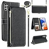 Furiet Luxuriöse Brieftaschen-Schutzhülle für Samsung Galaxy S24 Plus S24+ 5G mit Handschlaufe, Schultergurt, schmaler Klapp-Reißverschluss, Geldbörse, PU-Leder, Kartenhalter, Ständer, Handyhülle für