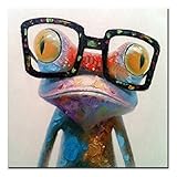 Fokenzary handgemaltes Ölgemälde auf Leinwand niedlicher Frosch mit Brille fertig gespannt und gerahmt bereit zum Aufhängen canvas