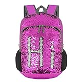 Bekahizar 20L Reversible Pailletten Backpack Bling Meerjungfrau Sequin Rucksack Leicht Faltbare Reise Tagesrucksack Tasche Packbar für Mädchen und Frauen Wandern Camping Radfahren (lila silber)