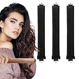 3 Stück Hitzefreie Lockenwickler, Heatless Curls Band, Lockenwickler Über Nacht mit Haken, Overnight Blowout Locken Ohne Hitze, Lockenwickler Heatless Curls für Alle Haartypen (Schwarz)