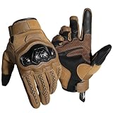 WTACTFUL Motorradhandschuhe Herren Damen, Touchscreen Motorrad Handschuhe Herr für Motorradrennen, Taktische Handschuhe, Mountainbike Radfahren, Motorradfahren, Motorcross, Fahrradhandschuhe Braun L