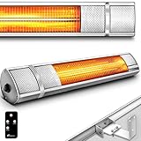 TRESKO Infrarot Heizstrahler 2000W mit Fernbedienung | Wärmestrahler Terrasse elektrisch mit 3 Heizstufen | Terrassenstrahler Innen & Außen | Wand-Heizstrahler Infrarotstrahler Wickeltischstrahler…