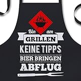 YORA Grillschürze für Männer lustig - Bin am Grillen - Vatertagsgeschenk inkl. personalisierbarer Urkunde - lustige Geschenke zum Vatertag - Geschenkideen Papa & Opa