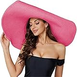 Unisex Cap Übergroßer Sommerhut für Damen, 70 cm Durchmesser, Strohhut, Sonnenschutz, atmungsaktiv, Winddicht, Hut, Kuppel, Faltbarer Sonnenhut Summer Hat (Hot Pink, One Size)