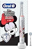 Oral-B Junior Minnie Mouse Elektrische Zahnbürste/Electric Toothbrush, Kinder ab 6 Jahren, 2 Aufsteckbürsten, 360°-Andruckkontrolle, 2 Putzmodi inkl. Sensitiv Zahnpflege, weiche Borsten, Timer, weiß