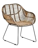 animal-design RATTANSTUHL Rattan-Stühle Korb-Stuhl Korb-Sessel - braun - Retro 50er Lounge Loft Esszimmer Garten Küche Bistro Balkon Terrasse mit Armlehne