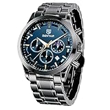 BY BENYAR Uhren Herren Edelstahl Armbanduhr Herren Chronograph Analog Quarz Wasserdicht Herrenuhr Leuchtende Datum Mode Lässig Business-Kleid Uhren Elegantes Geschenk fur Männer