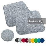 heimtexland ® 2er Pack Sitzkissen Filz 35x35 cm eckig Grau Filzkissen Stuhlkissen Polster Auflage Kissen Typ631