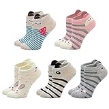 ZFSOCK Kindersocken Bunte Baumwolle Sneaker Socken für Mädchen Niedliches Tiermuster Lustige Knöchelsocken 5er Pack, für Größe 31-34,Tier Muster