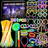 DONGQI 331 Stück Knicklichter Party Set,Neon Leuchtstäbe mit 150 Anschlüssen, Knicklicht Glow Sticks Schwarzlicht Deko für für Halloween, Weihnachten, Geburtstage, Festival, dunkle Partyzubehör