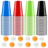 Sprifityy Bierpong Becher Set,Beerpong Partybecher Enthält 6 Tischtennisbälle und 100 Becher(500ML),Wiederverwendbare Partybecher,Für Party Trinkspiele,Party Geburtstag Festivals Hochzeit Camping