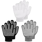 3 Paar Kinder Anti Rutsch Handschuhe Warme Magische Strickhandschuhe Winter Stretch Vollfinger Handschuhe für Jungen Mädchen (Schwarz, Weiß, Grau)