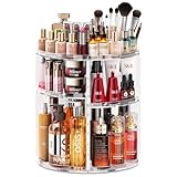 Auxmir Make Up Kosmetik Organizer Neu Aktualisierte Version 9 Einstellbare Stufen, 360° Drehbar Aufbewahrung, Schmink Organizers für Dresser Schminktisch, Transparent