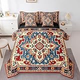 Orientalisches Bettwäsche-Set im Vintage-Stil, 7-teilig, Art-Deco-Blumen-Bettwäsche-Set, Boho, Tribal-Bett in einer Tasche, traditionelles ästhetisches Bettwäsche-Set, Hippie-Paisley-Mandala-Dekor,