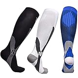 Miavogo 3 Paar Kompressionsstrümpfe für Damen und Herren, Stützstrümpfe mit Elastisch, Compression Socks Herren, Geeignet für Sport, Reisen, Fitness（2XL/3XL）