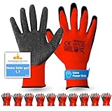 10x Paar EN388 rot Arbeitshandschuhe - Größe S-M - Extra Power Grip - Handschuhe & Gartenhandschuhe für Herren & Damen - Work Gloves für Montage & Mechaniker - Sicherheitshandschuhe