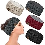 KARELLS 4 Pcs Winter Gestrickte Stirnband Damen Mädchen Frauen Häkelarbeit Stirnbänder Verdicken Haarband Ohrenwärmer Headwrap Kopfband Elastische Partei Outdoor-Sportarten