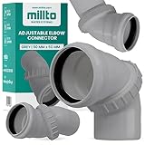 Millto™ Abwasser Verdrehung Bogen 50 mm Bodenrohr Abfallrohrkrümmer Einstellbar Abflussrohr Abwasserkanalisation Winkel Kunststoff PP Anschlussstück Formstücke