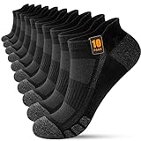 FORVEVO 10 Paar Sneaker Socken Herren 43-46, Sportsocken Baumwolle, Atmungsaktive Laufsocken Kurz für Laufen Tägliche (Schwarz)