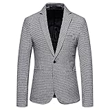 Generic Herren Anzugjacke, Stilvolle Outwear Mantel Jacken-Blazer Herbst Anzug Blazer, 1 Knopf Reverskragen Tasche Knopfleiste Sakko Jacke Smoking Slim Fit, Grau, XL