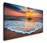 Strände und Sonnenuntergang 120x 60cm Panorama Leinwand Bild XXL Format Wandbilder Wohnzimmer Wohnung Deko Kunstdrucke