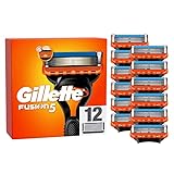 Gillette Fusion 5 Rasierklingen, 12 Ersatzklingen für Nassrasierer Herren mit 5-fach Klinge