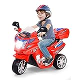 DREAMADE 6V Elektro Kindermotorrad, Kinder Motorrad, Kinderfahrzeug mit Musik & Hupe & Scheinwerfer, Elektromotorrad für Kinder von 3-7 Jahre (Rot)