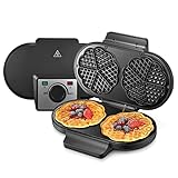 HOUSNAT Waffeleisen Herzform Doppelt Herzwaffeln, 1300 W, Waffelmaker für 10 klassische Herzwaffeln, Waffelgröße je 16 cm, Antihaftbeschichtung, Temperaturregler, Schwarz