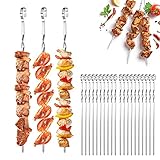 20 Stück Grillspieße edelstahl,38cm schaschlikspieße edelstahl,Schaschlikspieße,Kebab spieße,edelstahl grill kabob spieße,für Lagerfeuer Oder Grillschale.