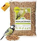 Mehlwürmer getrocknet 1,2kg = 7800ml Insektensnack für Vögel, Fische, Schildkröten, Nager und Reptilien, Vogelfutter Wildvögel Ganzjährig, Eichhörnchen Futter, Igelfutter