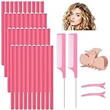 QINERSAW 40Pcs 24cm Papilotten Lockenwickler Flexwickler Weich Flexible Lockenstab Twist Schaum Papilotten Locken Manuelle Curler Roller für Haar Damen Mädchen über Nacht ohne Hitze mit 2 Kamm 3 Clips