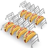 Taco-Halter, 4er-Set, Edelstahl, Taco-Bratregal, Taco-Teller, Taco-Schalenhalter, Taco-Ständer, Taco-Schalen, hart, für Kinder, Hart- oder Weichschalen-Tacos