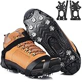 HONYAO Steigeisen, Grödel Steigeisen für Bergschuhe Wanderschuhe, Spikes Schuhe für Mann Frau, Edelstahl Anti-Rutsch Schuhspikes für Gehen Wandern Trekking Eisfischen Winter Outdoor, L