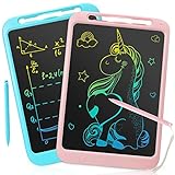 LCD Schreibtafel Kinder 2 Pack, 12 Zoll Elektronisches Maltafel Zaubertafel, Löschbar/Verriegelbar, Mal Tablet für Kinder/Erwachsene, Geschenkspielzeug für 3-12 Jahre, Blau + Pink